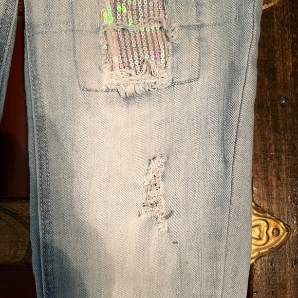 Girls Imperial Star Distressed Lightwash Jeans Sz 14 - Picture 4 of 8